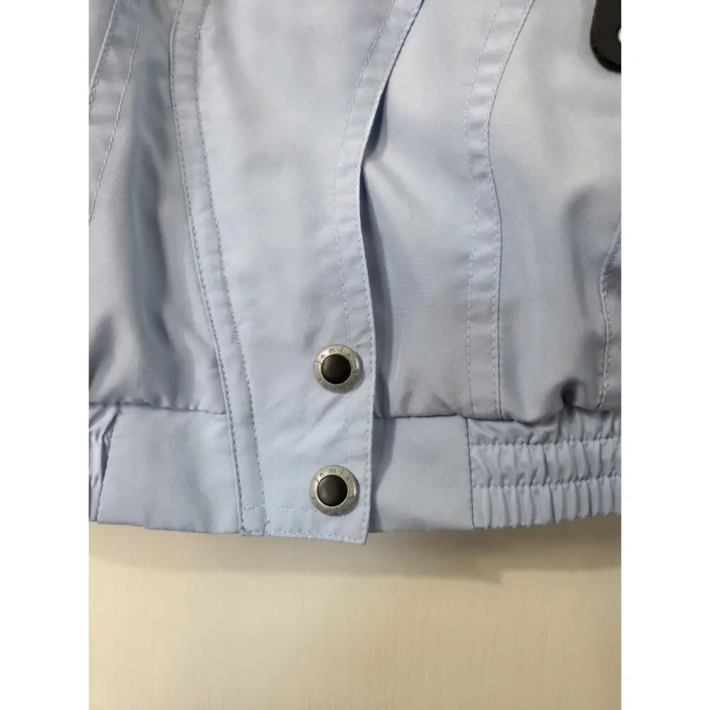 Jamie Sadock Light Blue Full Zip Boxy Sporty Short Golf Jacket, Petite Meidum